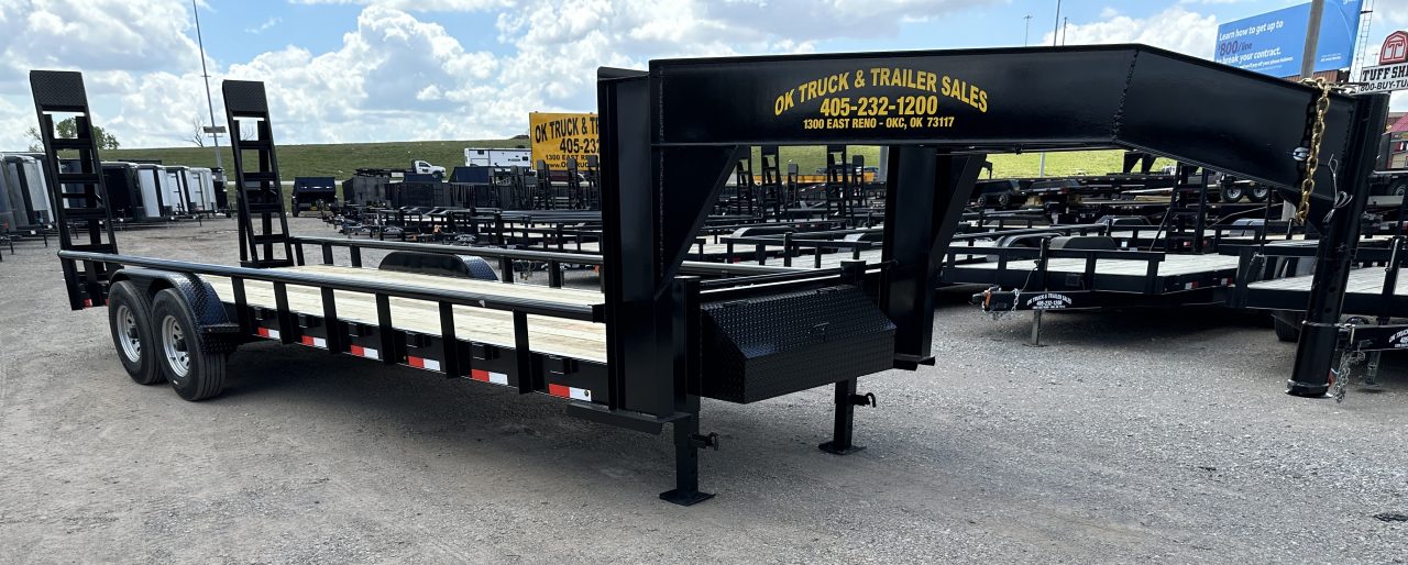 New 2026 Road Boss 83x24 Gooseneck Lowstyle Pipe rail, Stand Ups & 8ks Equipment Trailer