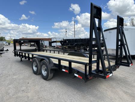 New 2026 Road Boss 83x24 Gooseneck Lowstyle Pipe rail, Stand Ups & 8ks Equipment Trailer