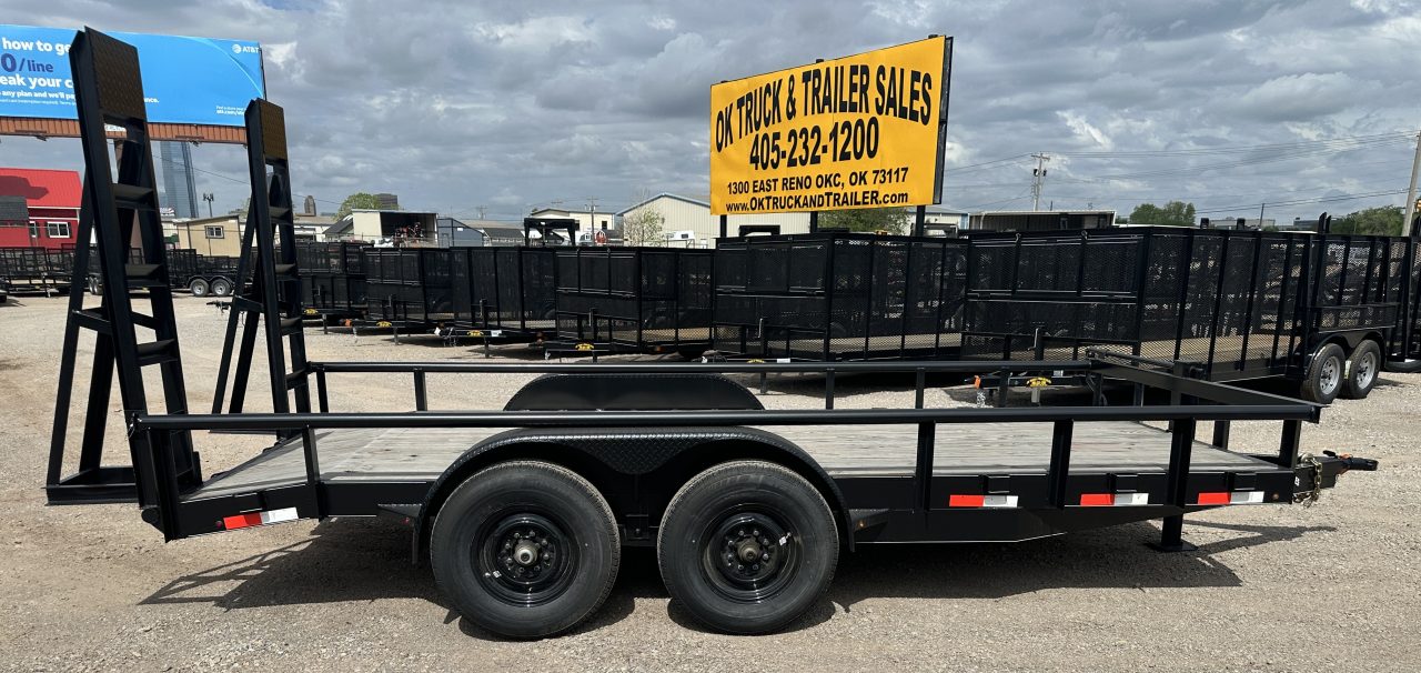 New 2026 Road Boss 83" x 16' Heavy Duty, Pipe Top & Stand Up Ramp Equipment Trailer
