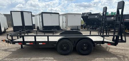 New 2026 Road Boss 83" x 16' Heavy Duty, Pipe Top & Stand Up Ramp Equipment Trailer