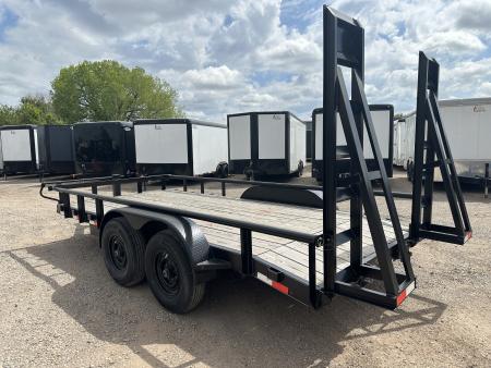 New 2026 Road Boss 83" x 16' Heavy Duty, Pipe Top & Stand Up Ramp Equipment Trailer