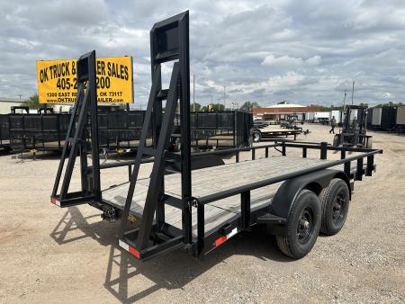 New 2026 Road Boss 83" x 16' Heavy Duty, Pipe Top & Stand Up Ramp Equipment Trailer