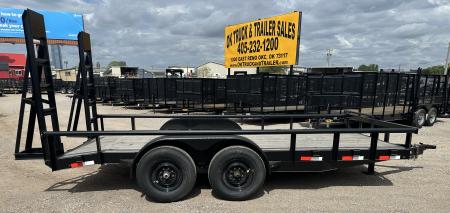 New 2026 Road Boss 83" x 16' Heavy Duty, Pipe Top & Stand Up Ramp Equipment Trailer