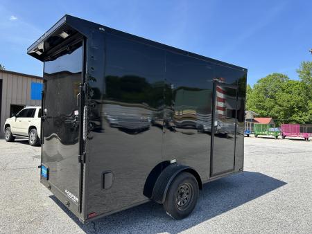 New 2026 6X12 SINGLE AXLE ENCLOSED TRAILER WITH REAR SPOILER, BLACKOUT PACKAGE AND 7' ROOF