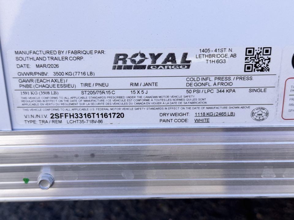 New 2026 Royal Cargo Trailers 7-16-1.5V Enclosed 7K GVWR