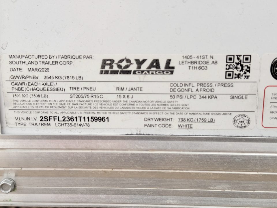New 2026 Royal Cargo Trailers 6-12-1.5V Enclosed 7K GVWR(UI)