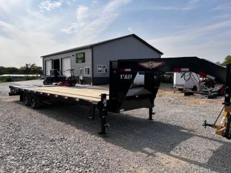 New 2026 H&H Trailers H & H 102 x25' 15k deckover GN Full Width Ramps Equipment Trailer