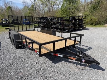 New 2026 Down 2 Earth 82X16 Utility Trailer, Tube Top Rail, Spring Assist Tube Gate, Tread-plate Fenders