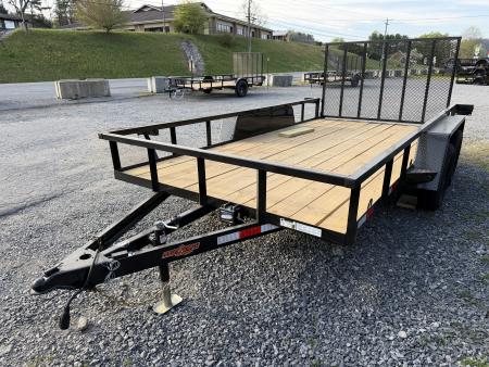 New 2026 Down 2 Earth 82X14 Tandem Axle Utility Trailer, Tube Top Rail, Spring Assist Gate