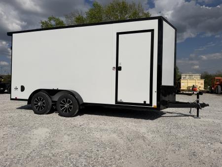 New 2026 Look Trailers LOOK CARGO 7X16 RAMP White/ Blackout Package Cargo / Enclosed Trailer