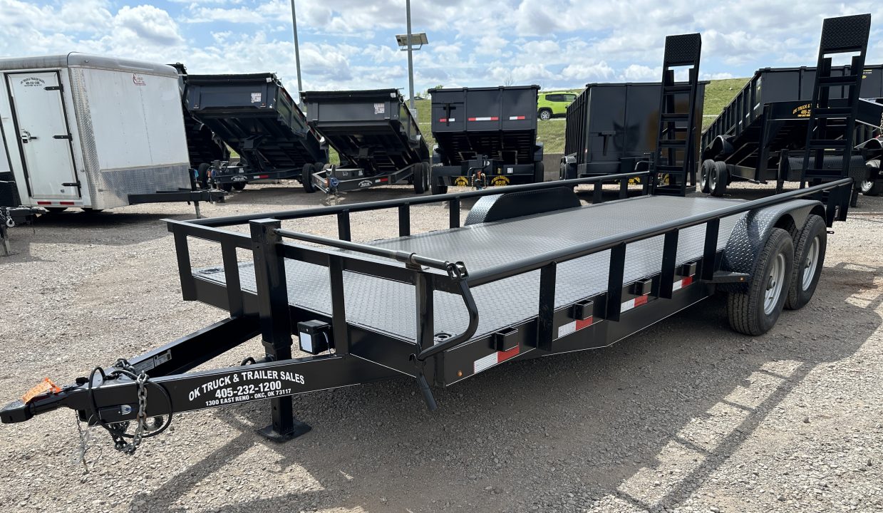 New 2026 Road Boss 83" x 20' Heavy Duty, Pipe Top, Stand Up Ramp Steel Floor Equipment Trailer