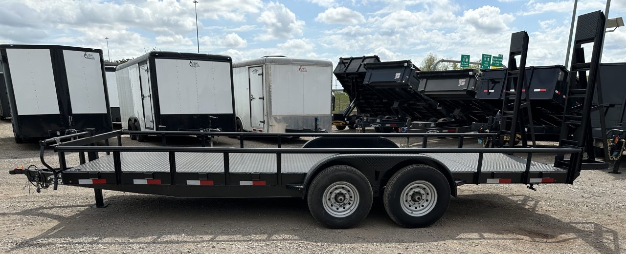 New 2026 Road Boss 83" x 20' Heavy Duty, Pipe Top, Stand Up Ramp Steel Floor Equipment Trailer