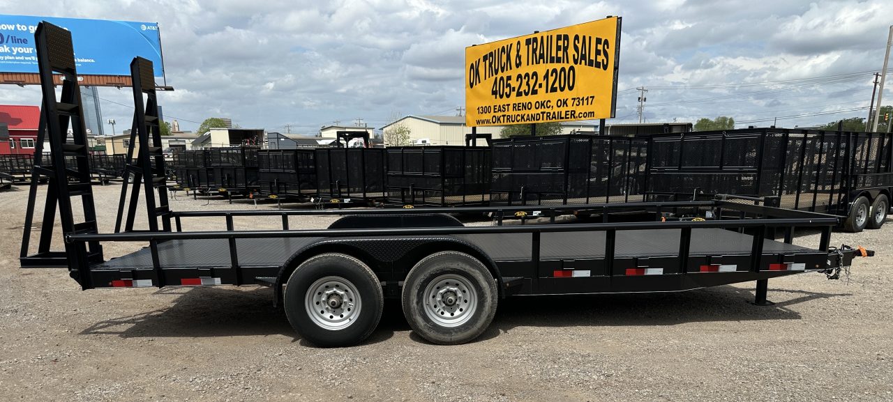 New 2026 Road Boss 83" x 20' Heavy Duty, Pipe Top, Stand Up Ramp Steel Floor Equipment Trailer