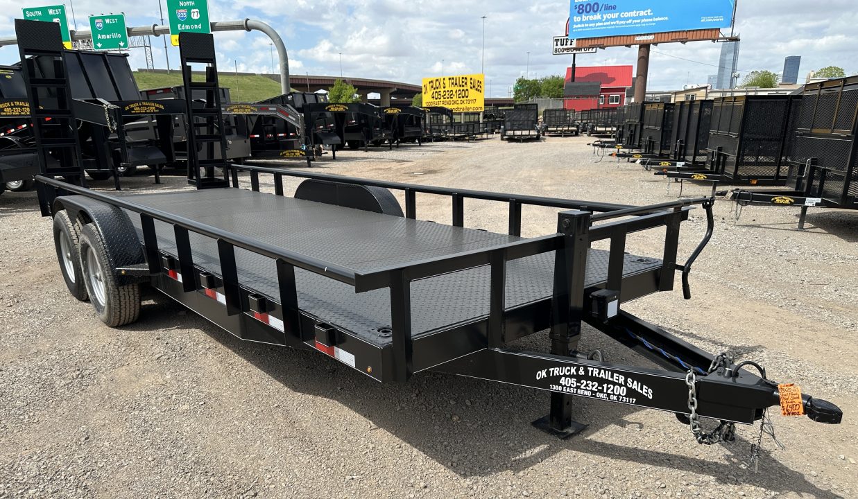 New 2026 Road Boss 83" x 20' Heavy Duty, Pipe Top, Stand Up Ramp Steel Floor Equipment Trailer
