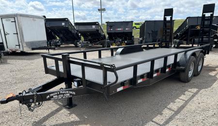 New 2026 Road Boss 83  x 20' Heavy Duty, Pipe Top, Stand Up Ramp Steel Floor Equipment Trailer