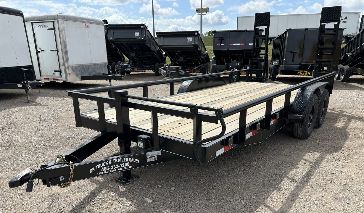 New 2025 Road Boss 83" x 18' Heavy Duty, Pipe Top & Stand Up Ramp Equipment Trailer