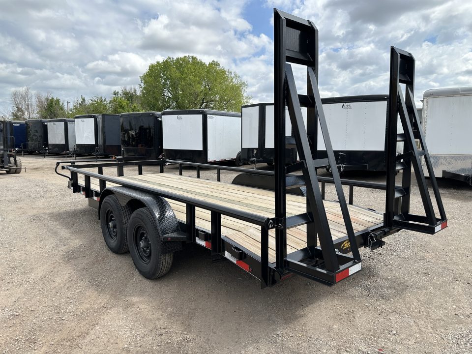 New 2025 Road Boss 83" x 18' Heavy Duty, Pipe Top & Stand Up Ramp Equipment Trailer