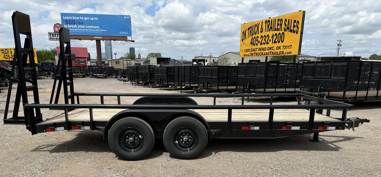 New 2025 Road Boss 83" x 18' Heavy Duty, Pipe Top & Stand Up Ramp Equipment Trailer