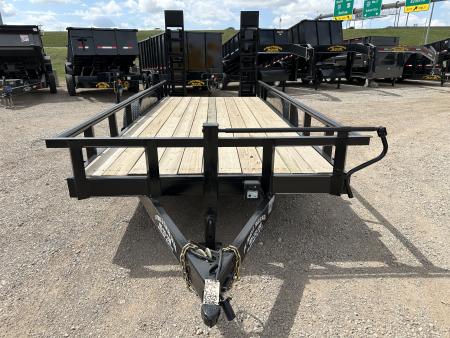 New 2025 Road Boss 83" x 18' Heavy Duty, Pipe Top & Stand Up Ramp Equipment Trailer
