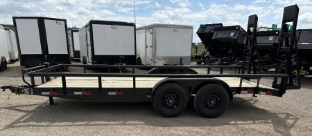 New 2025 Road Boss 83" x 18' Heavy Duty, Pipe Top & Stand Up Ramp Equipment Trailer