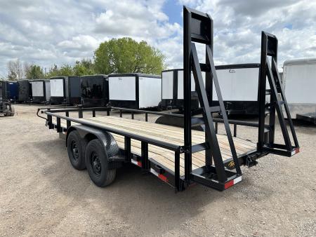New 2025 Road Boss 83" x 18' Heavy Duty, Pipe Top & Stand Up Ramp Equipment Trailer
