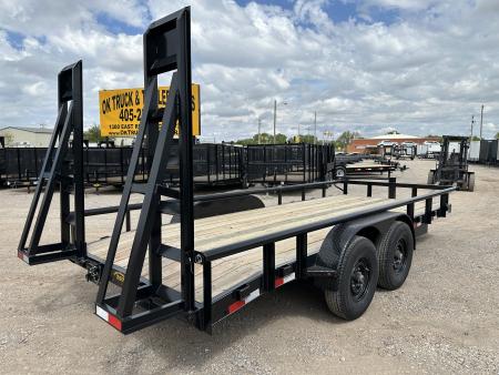 New 2025 Road Boss 83" x 18' Heavy Duty, Pipe Top & Stand Up Ramp Equipment Trailer