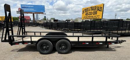 New 2025 Road Boss 83" x 18' Heavy Duty, Pipe Top & Stand Up Ramp Equipment Trailer