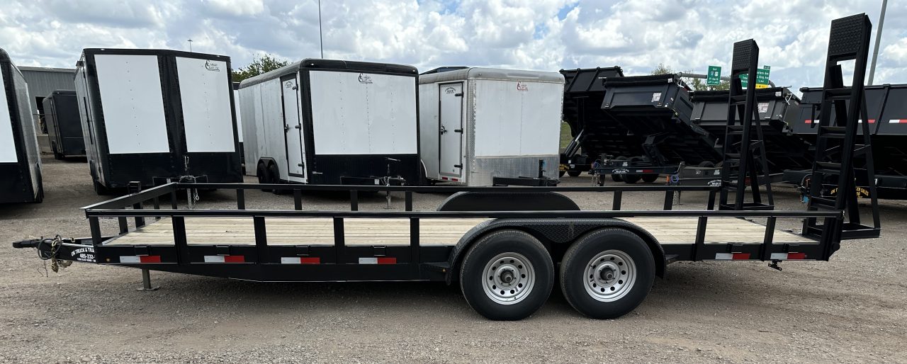New 2025 Road Boss 83" x 20' Heavy Duty, Square Tube Top & Stand Up Ramp Equipment Trailer
