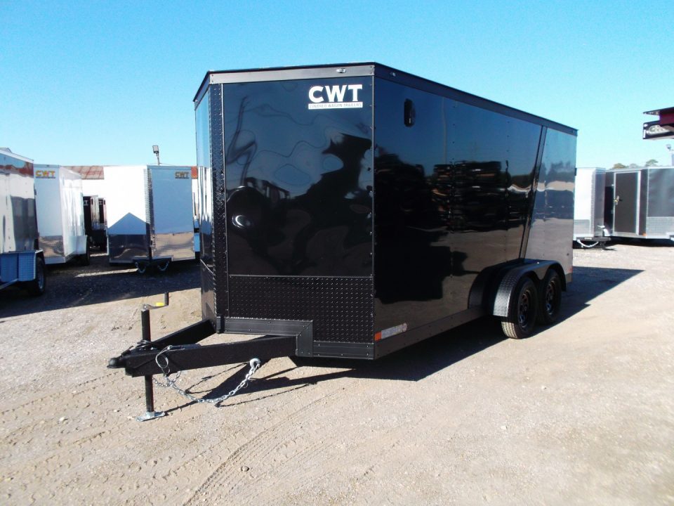 New 2026 Covered Wagon Trailers 7x16 Cargo Trailer / Enclosed Trailer / 6'6" Interior / Extra Wide Ramp / 48" RV Door / Black & Silver Slant Package / Black Out Package