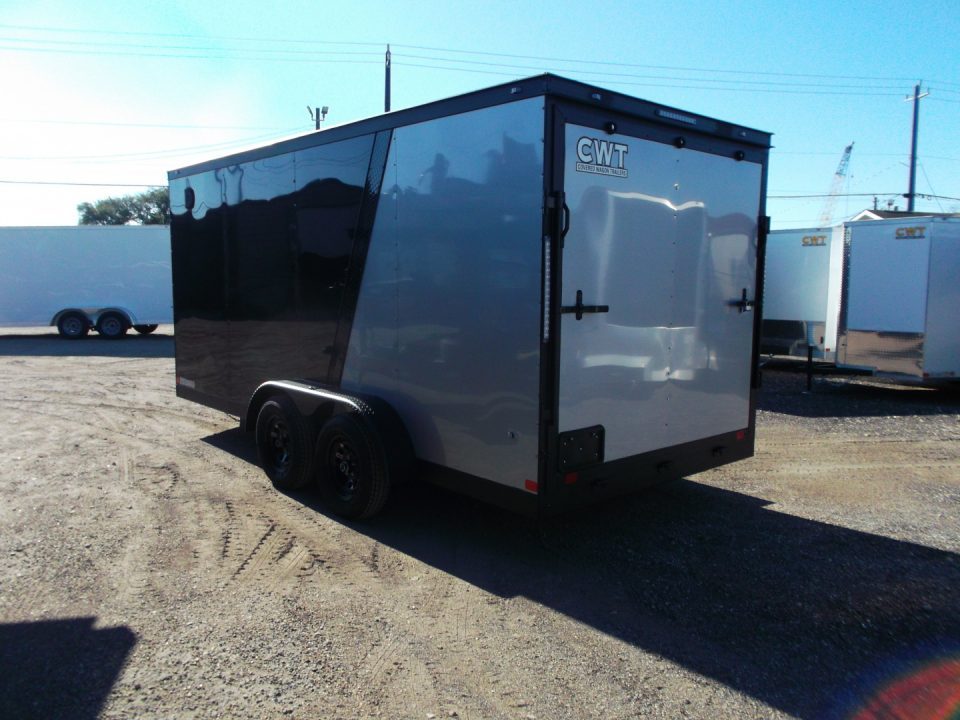 New 2026 Covered Wagon Trailers 7x16 Cargo Trailer / Enclosed Trailer / 6'6" Interior / Extra Wide Ramp / 48" RV Door / Black & Silver Slant Package / Black Out Package