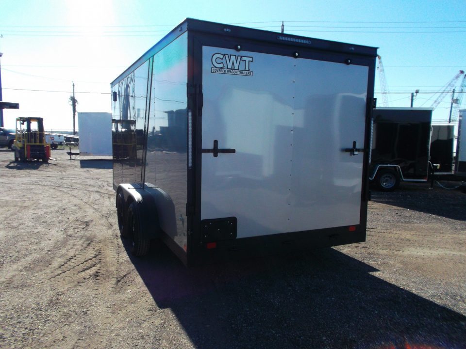New 2026 Covered Wagon Trailers 7x16 Cargo Trailer / Enclosed Trailer / 6'6" Interior / Extra Wide Ramp / 48" RV Door / Black & Silver Slant Package / Black Out Package