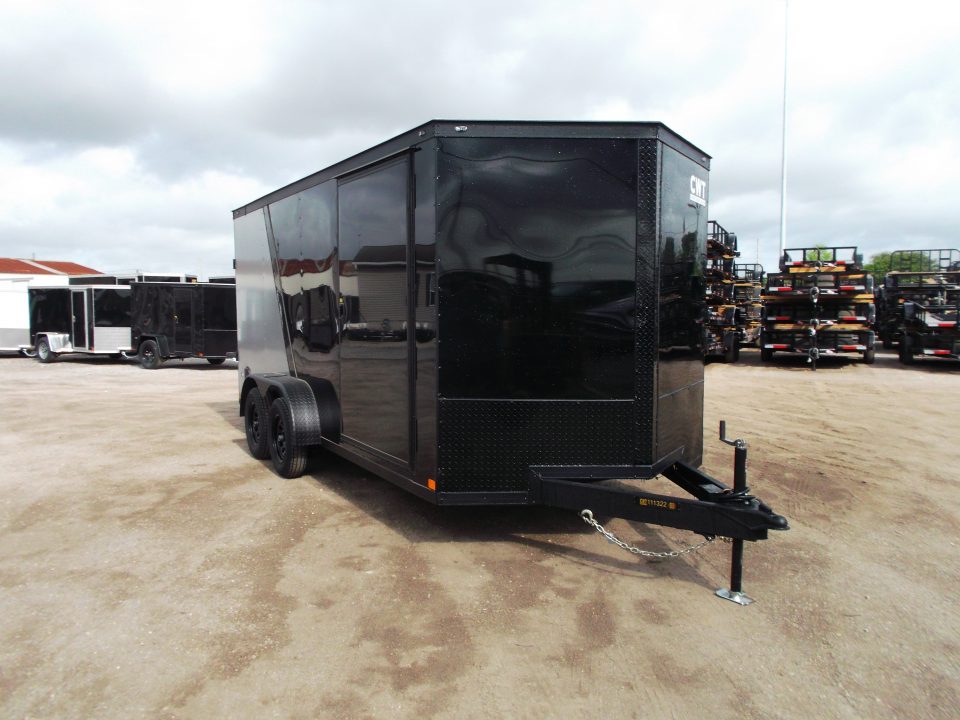 New 2026 Covered Wagon Trailers 7x16 Cargo Trailer / Enclosed Trailer / 6'6" Interior / Extra Wide Ramp / 48" RV Door / Black & Silver Slant Package / Black Out Package