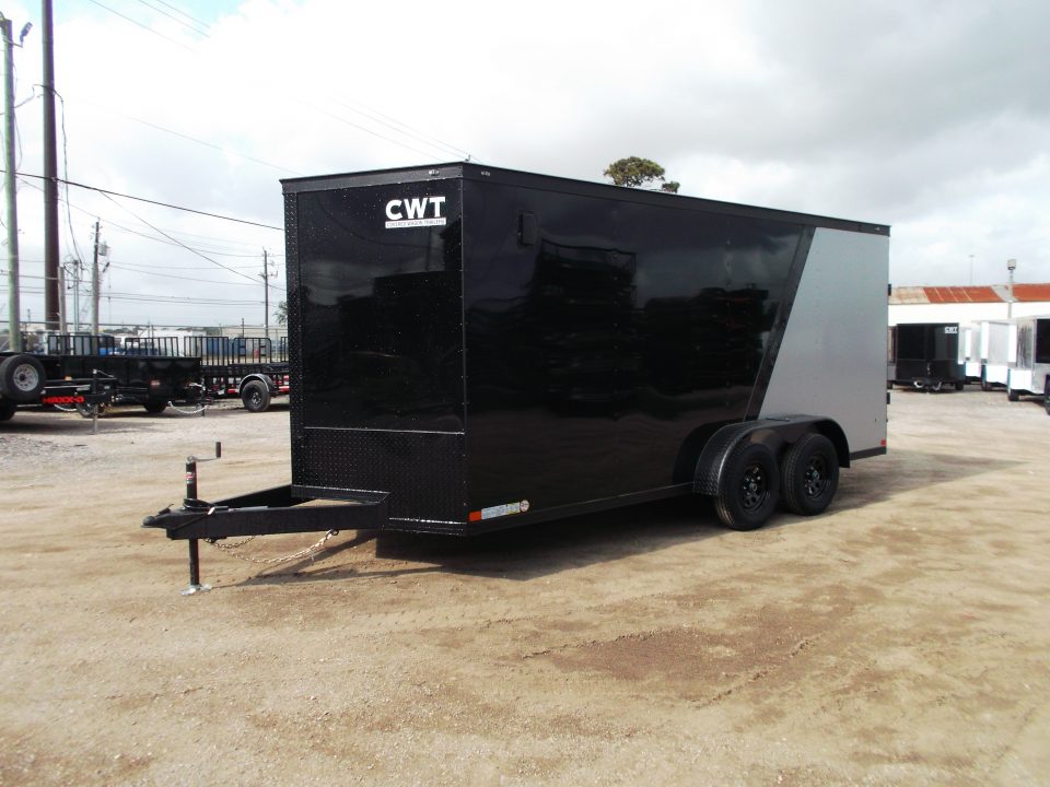 New 2026 Covered Wagon Trailers 7x16 Cargo Trailer / Enclosed Trailer / 6'6" Interior / Extra Wide Ramp / 48" RV Door / Black & Silver Slant Package / Black Out Package
