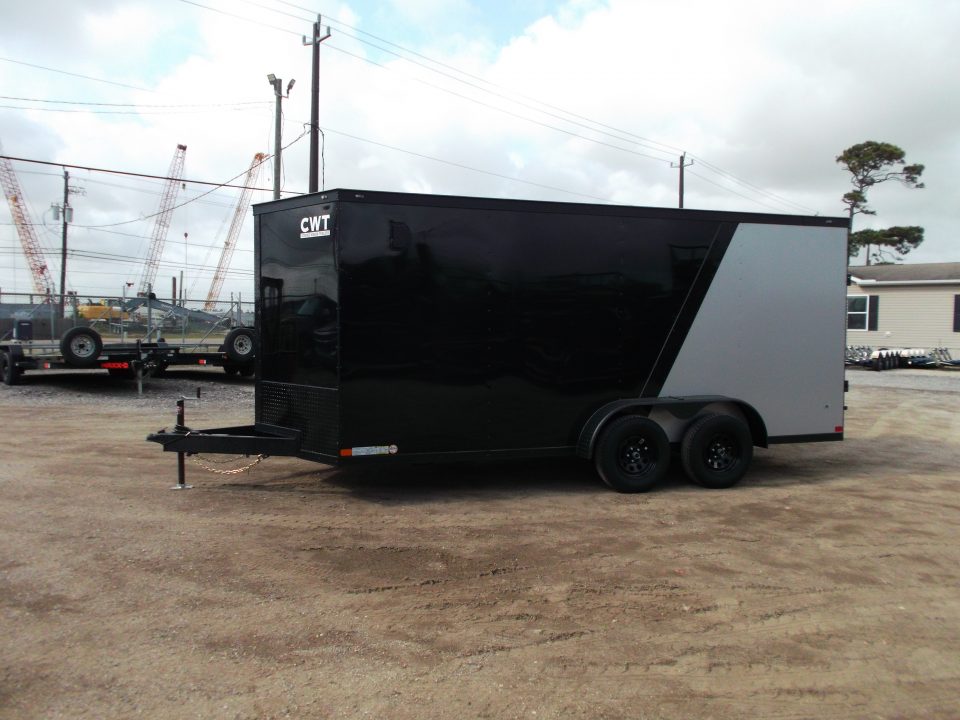 New 2026 Covered Wagon Trailers 7x16 Cargo Trailer / Enclosed Trailer / 6'6" Interior / Extra Wide Ramp / 48" RV Door / Black & Silver Slant Package / Black Out Package