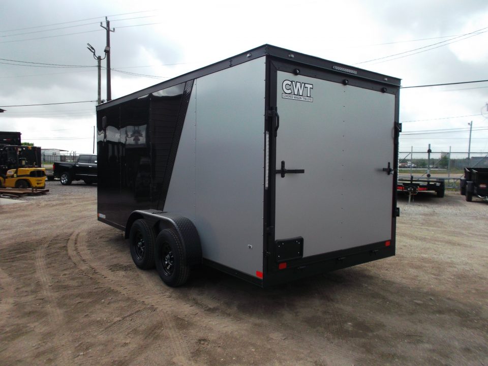 New 2026 Covered Wagon Trailers 7x16 Cargo Trailer / Enclosed Trailer / 6'6" Interior / Extra Wide Ramp / 48" RV Door / Black & Silver Slant Package / Black Out Package