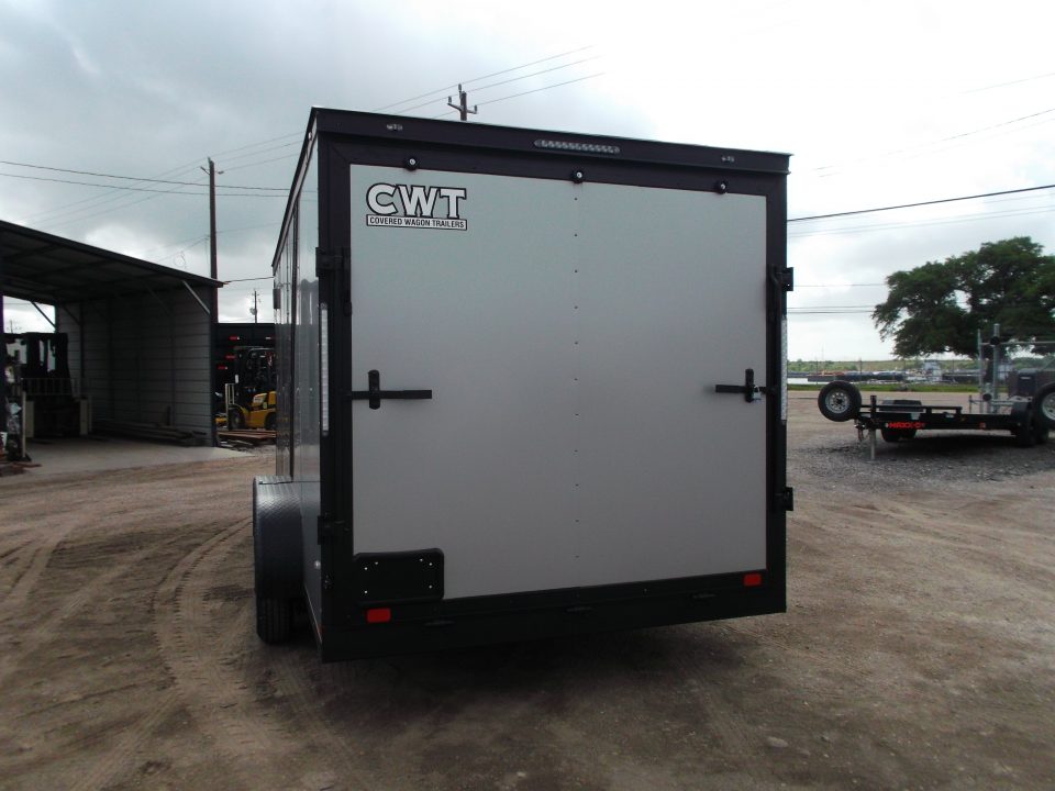 New 2026 Covered Wagon Trailers 7x16 Cargo Trailer / Enclosed Trailer / 6'6" Interior / Extra Wide Ramp / 48" RV Door / Black & Silver Slant Package / Black Out Package