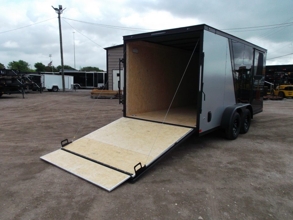 New 2026 Covered Wagon Trailers 7x16 Cargo Trailer / Enclosed Trailer / 6'6" Interior / Extra Wide Ramp / 48" RV Door / Black & Silver Slant Package / Black Out Package