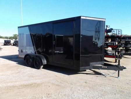 New 2026 Covered Wagon Trailers 7x16 Cargo Trailer / Enclosed Trailer / 6'6" Interior / Extra Wide Ramp / 48" RV Door / Black & Silver Slant Package / Black Out Package
