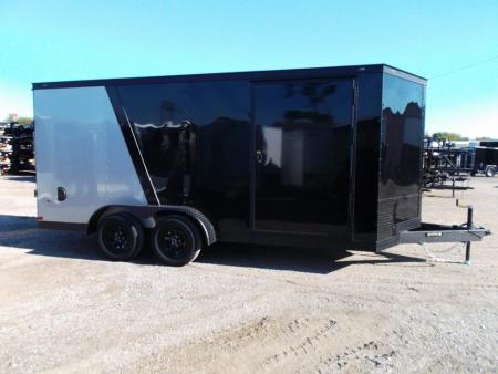 New 2026 Covered Wagon Trailers 7x16 Cargo Trailer / Enclosed Trailer / 6'6" Interior / Extra Wide Ramp / 48" RV Door / Black & Silver Slant Package / Black Out Package