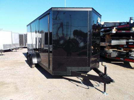 New 2026 Covered Wagon Trailers 7x16 Cargo Trailer / Enclosed Trailer / 6'6" Interior / Extra Wide Ramp / 48" RV Door / Black & Silver Slant Package / Black Out Package