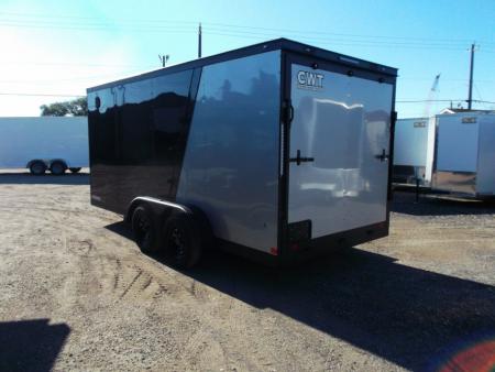 New 2026 Covered Wagon Trailers 7x16 Cargo Trailer / Enclosed Trailer / 6'6" Interior / Extra Wide Ramp / 48" RV Door / Black & Silver Slant Package / Black Out Package