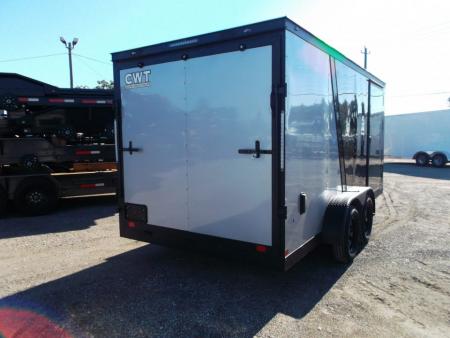 New 2026 Covered Wagon Trailers 7x16 Cargo Trailer / Enclosed Trailer / 6'6" Interior / Extra Wide Ramp / 48" RV Door / Black & Silver Slant Package / Black Out Package