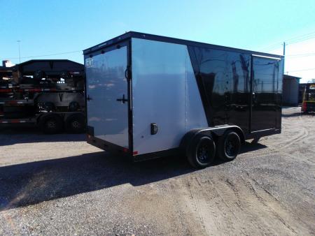 New 2026 Covered Wagon Trailers 7x16 Cargo Trailer / Enclosed Trailer / 6'6" Interior / Extra Wide Ramp / 48" RV Door / Black & Silver Slant Package / Black Out Package