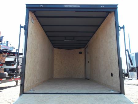 New 2026 Covered Wagon Trailers 7x16 Cargo Trailer / Enclosed Trailer / 6'6" Interior / Extra Wide Ramp / 48" RV Door / Black & Silver Slant Package / Black Out Package