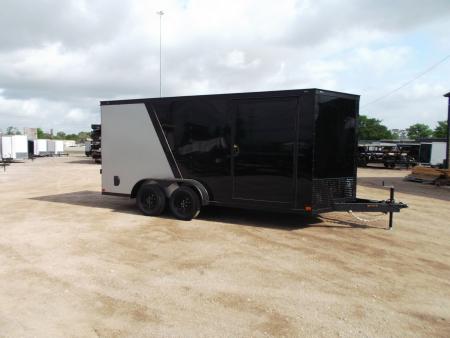 New 2026 Covered Wagon Trailers 7x16 Cargo Trailer / Enclosed Trailer / 6'6" Interior / Extra Wide Ramp / 48" RV Door / Black & Silver Slant Package / Black Out Package