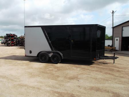 New 2026 Covered Wagon Trailers 7x16 Cargo Trailer / Enclosed Trailer / 6'6" Interior / Extra Wide Ramp / 48" RV Door / Black & Silver Slant Package / Black Out Package