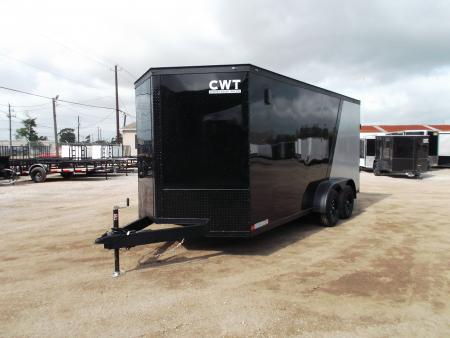 New 2026 Covered Wagon Trailers 7x16 Cargo Trailer / Enclosed Trailer / 6'6" Interior / Extra Wide Ramp / 48" RV Door / Black & Silver Slant Package / Black Out Package