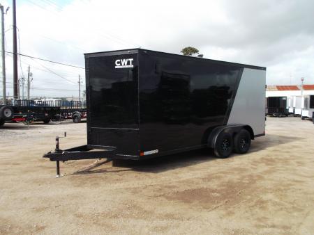 New 2026 Covered Wagon Trailers 7x16 Cargo Trailer / Enclosed Trailer / 6'6" Interior / Extra Wide Ramp / 48" RV Door / Black & Silver Slant Package / Black Out Package