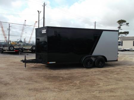 New 2026 Covered Wagon Trailers 7x16 Cargo Trailer / Enclosed Trailer / 6'6" Interior / Extra Wide Ramp / 48" RV Door / Black & Silver Slant Package / Black Out Package