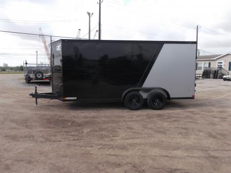 New 2026 Covered Wagon Trailers 7x16 Cargo Trailer / Enclosed Trailer / 6'6" Interior / Extra Wide Ramp / 48" RV Door / Black & Silver Slant Package / Black Out Package